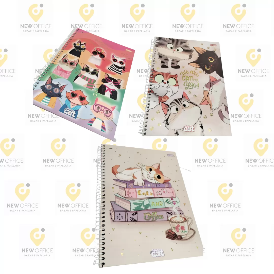 CADERNO UNIV 1M 80FLS FUNNY CAT - JANDAIA