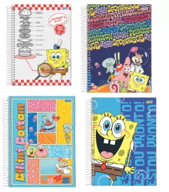 CADERNO ESPIRAL 1/4 80FLS BOB ESPONJA CAPAS SORTIDAS- JANDAIA