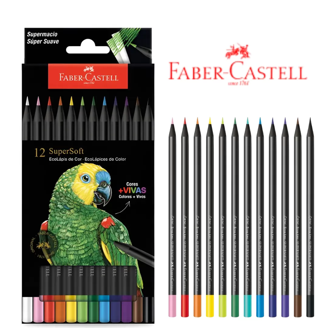ECOLÁPIS DE COR SUPERSOFT-12 CORES - FABER-CASTELL