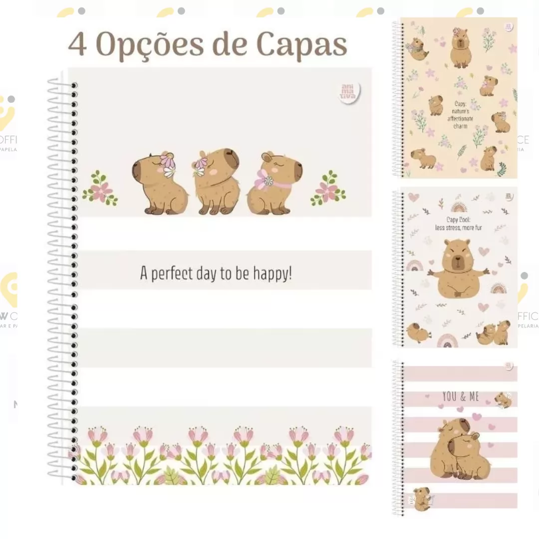 CADERNO UNIV 80FLS 1M CAPYCUTIES - ANIMATIVA
