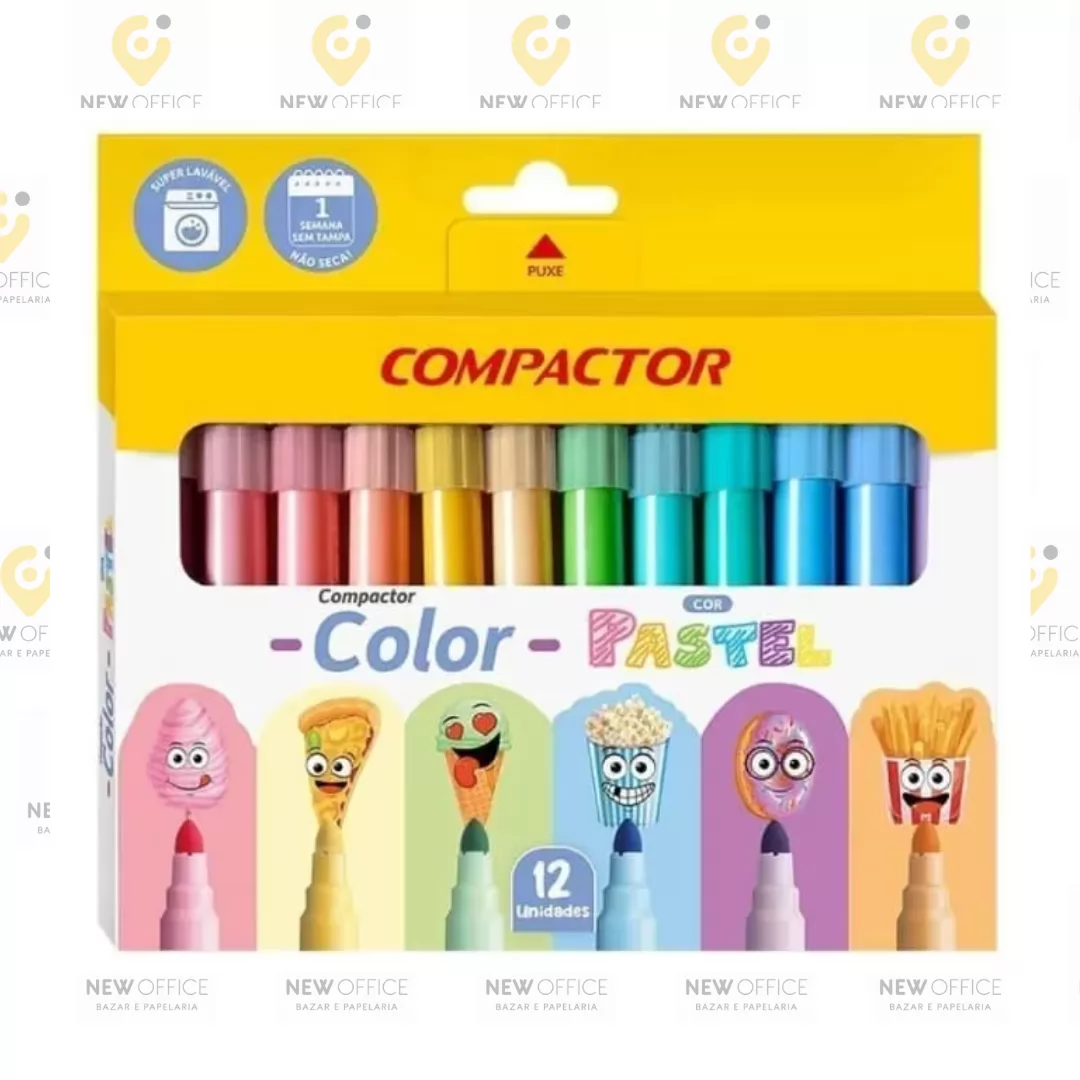 HIDROGRAFICA COMPACTOR COLOR PASTEL C/12 CORES