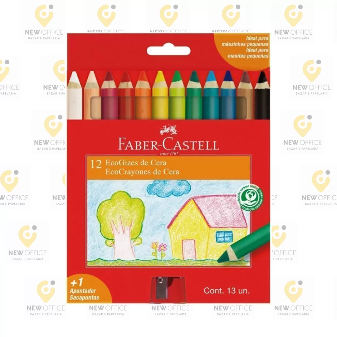 ECOGIZ DE CERA JUMBO MADEIRA 12 CORES - FABER-CASTELL