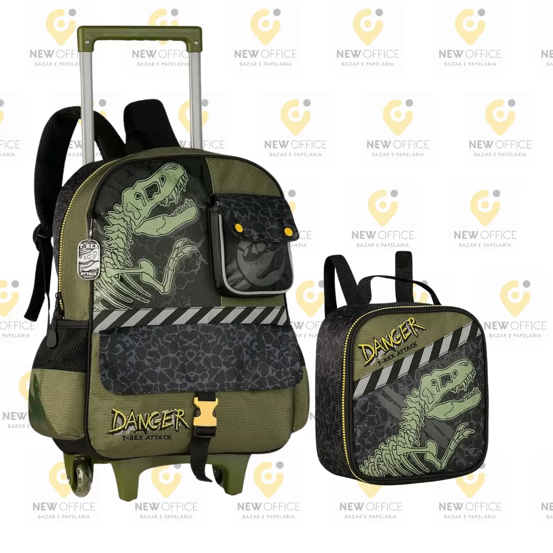 KIT MOCHILA DE RODAS + LANCHEIRA T-REX ATTACK - CLIO