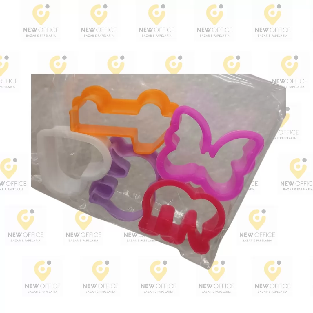 KIT 3 POTES 150G C/ 5 MOLDES DE MASSINHA DE MODELAR - VARIADOS