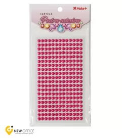CARTELA PEDRA ADES-MEIA PÉROLA 4MM ROSA