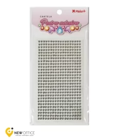 CARTELA PEDRA ADES-MEIA PÉROLA 4MM PRATA - MAKE+