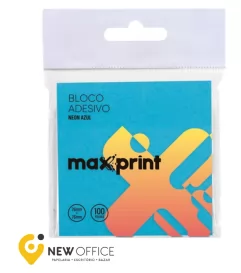 BLOCO DE RECADO AUTOADESIVO  AZUL NEON 100F  MAXPRINT