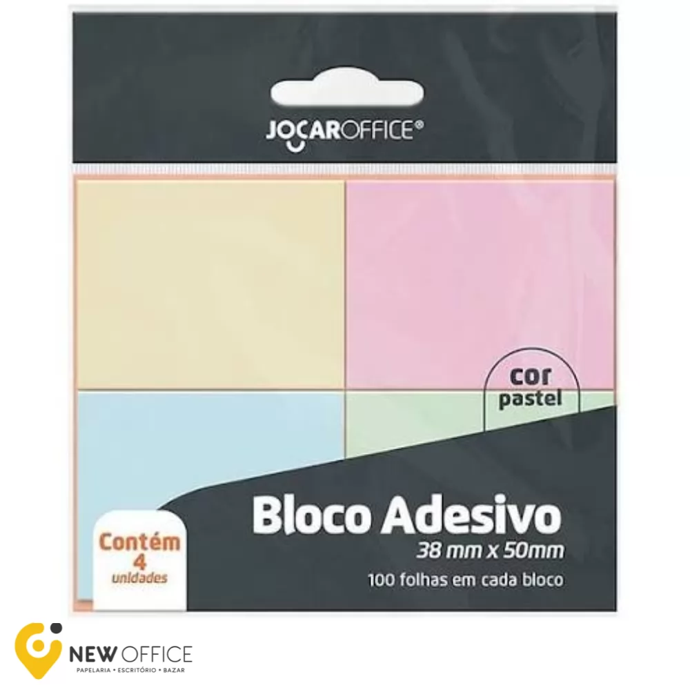 BLOCO DE RECADO AUTOADESIVO 4 CORES PASTEL - JOCAR