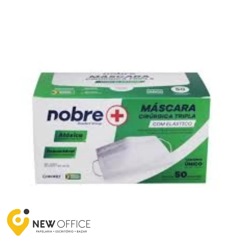 MASCARA CIRURGICA TRIPLA COM ELASTICO (C/ 50 UND) - NOBRE
