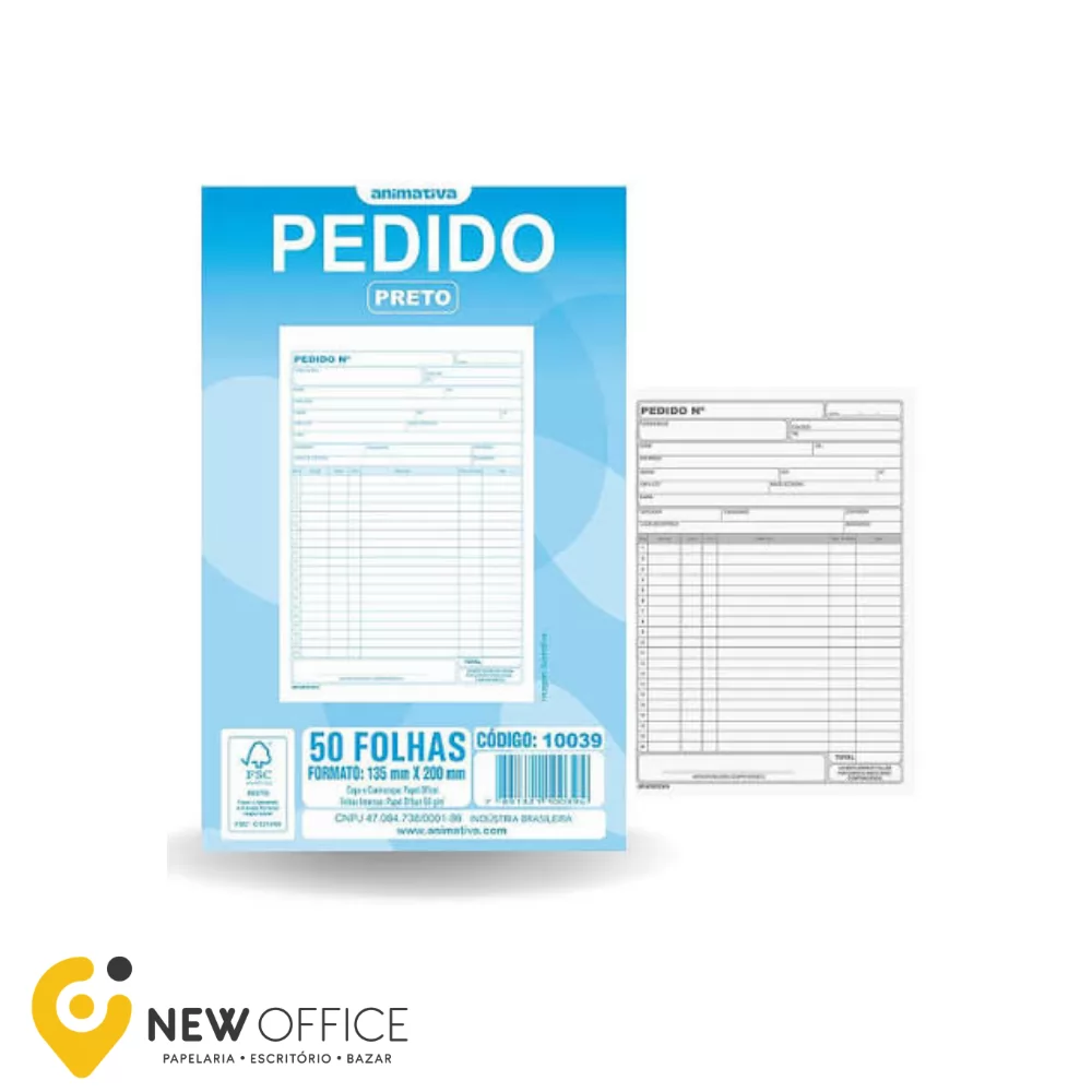 PEDIDO 1/18M PRETO 50FLS - ANIMATIVA