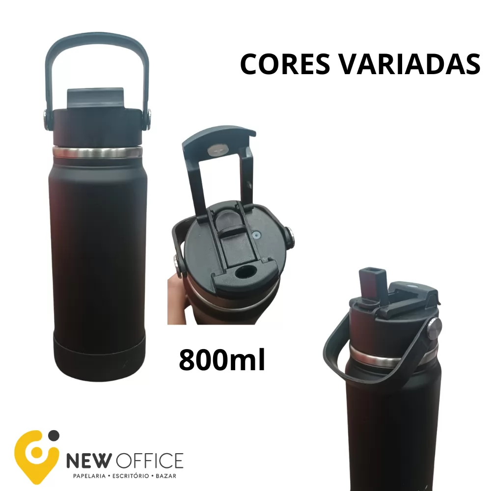 GARRAFA ISOTERMICA 800ML COM ALÇA - GOLDEN RIO