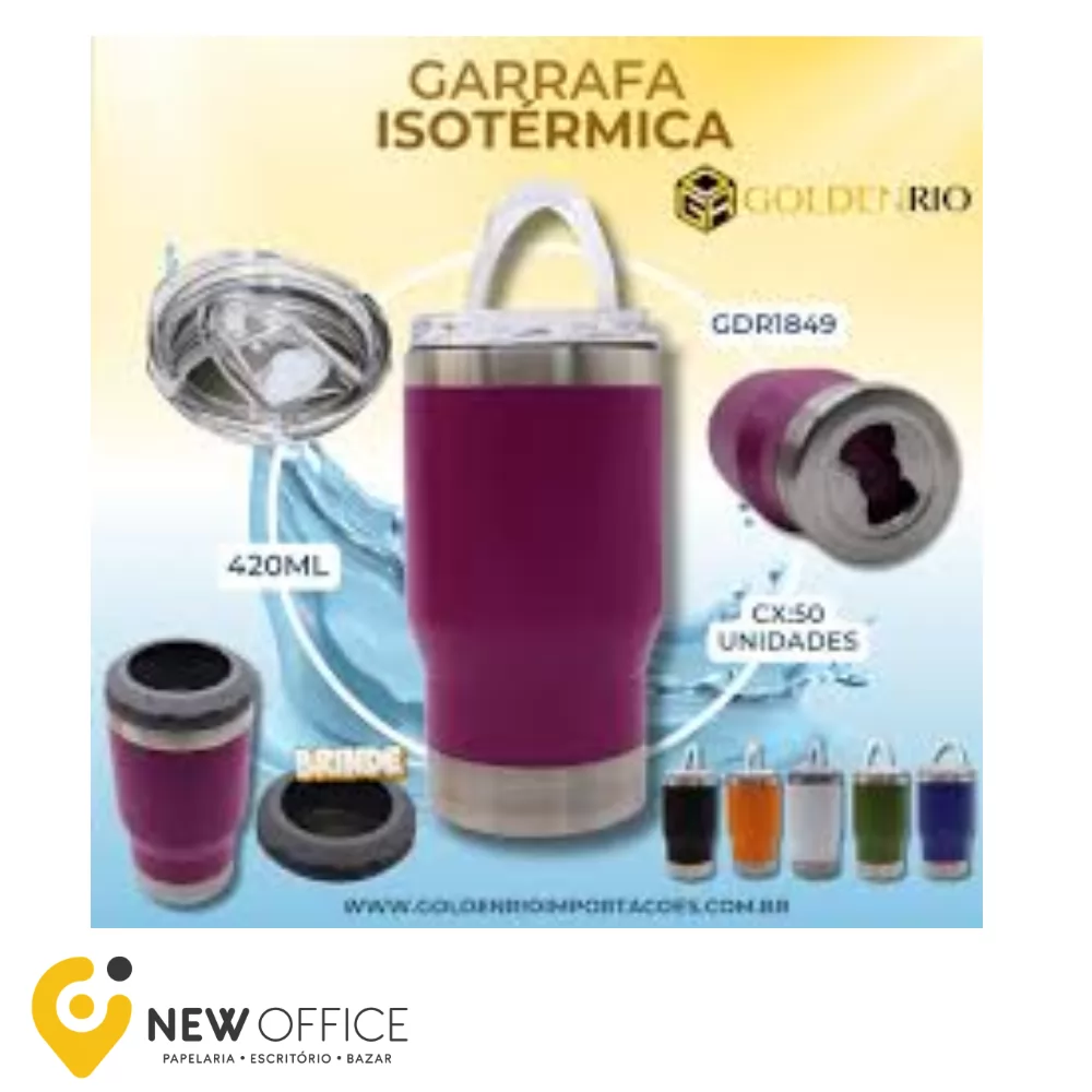 GARRAFA ISOTERMICA ABRIDOR EMBUTIDO 420ML - GOLDEN RIO