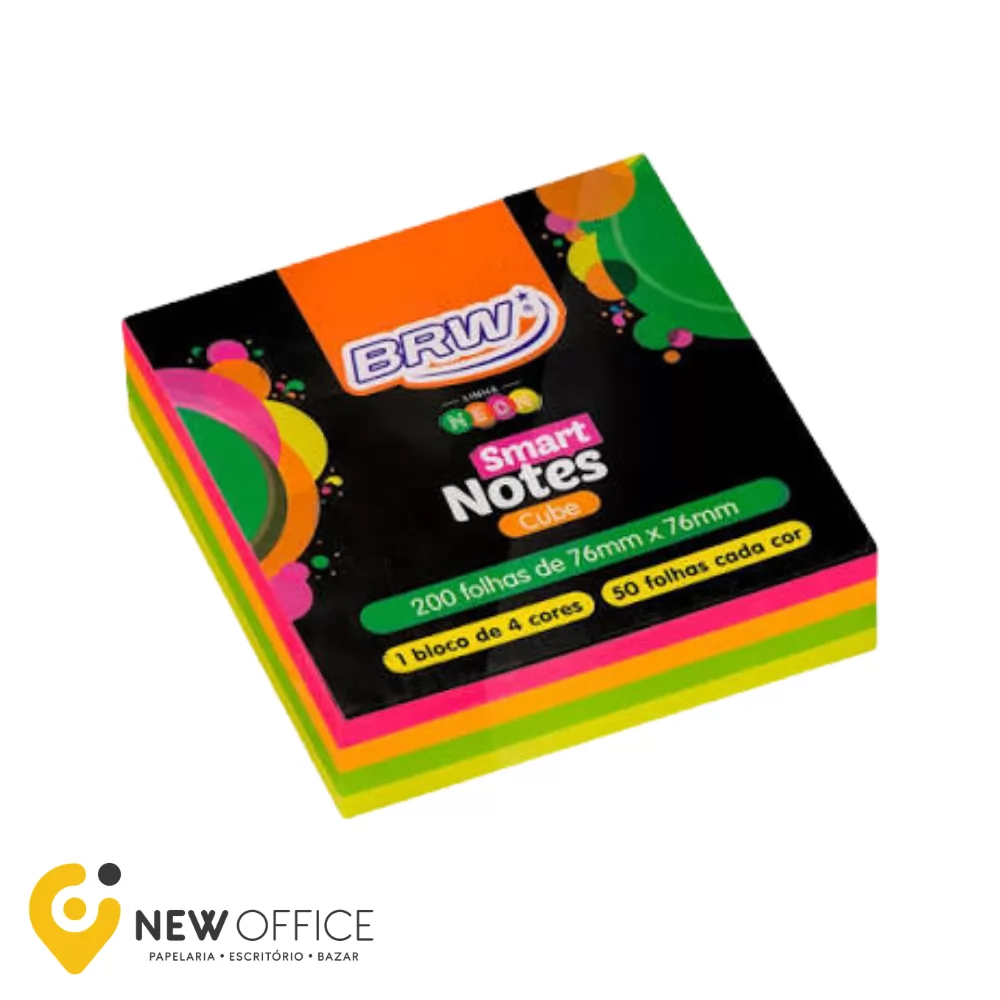 BLOCO SMART NOTES COLORIDO NEON 200FLS- BRW
