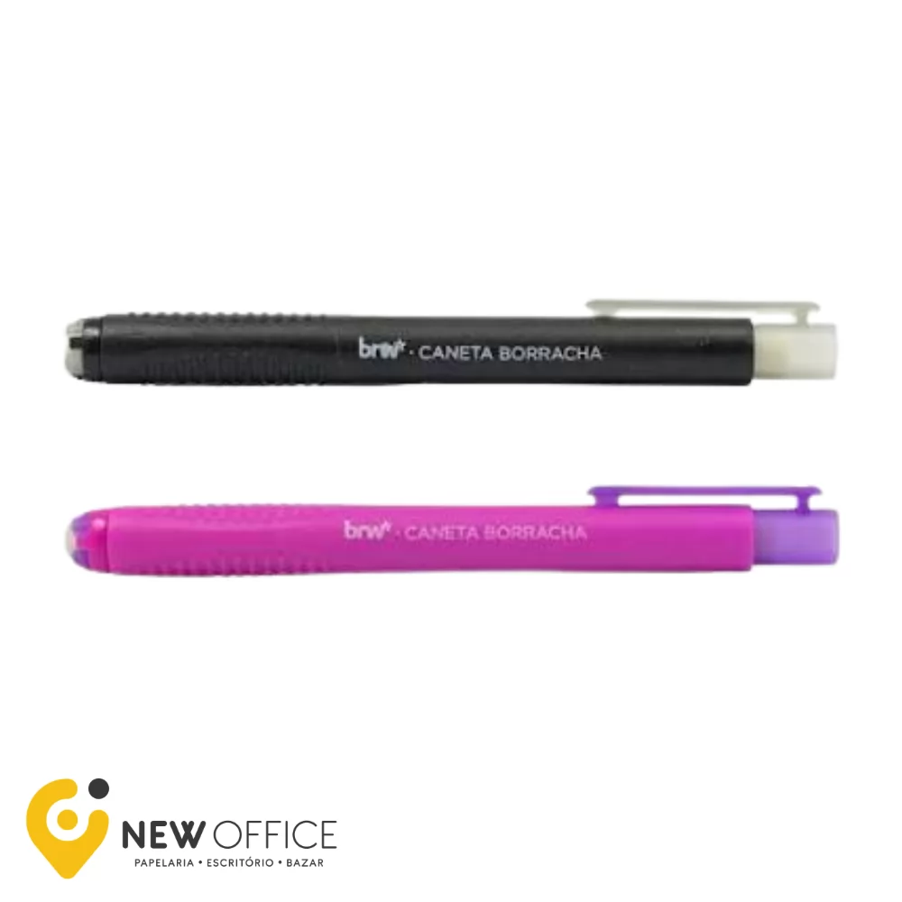 CANETA BORRACHA RETRÁTIL ROSA/PRETO- BRW