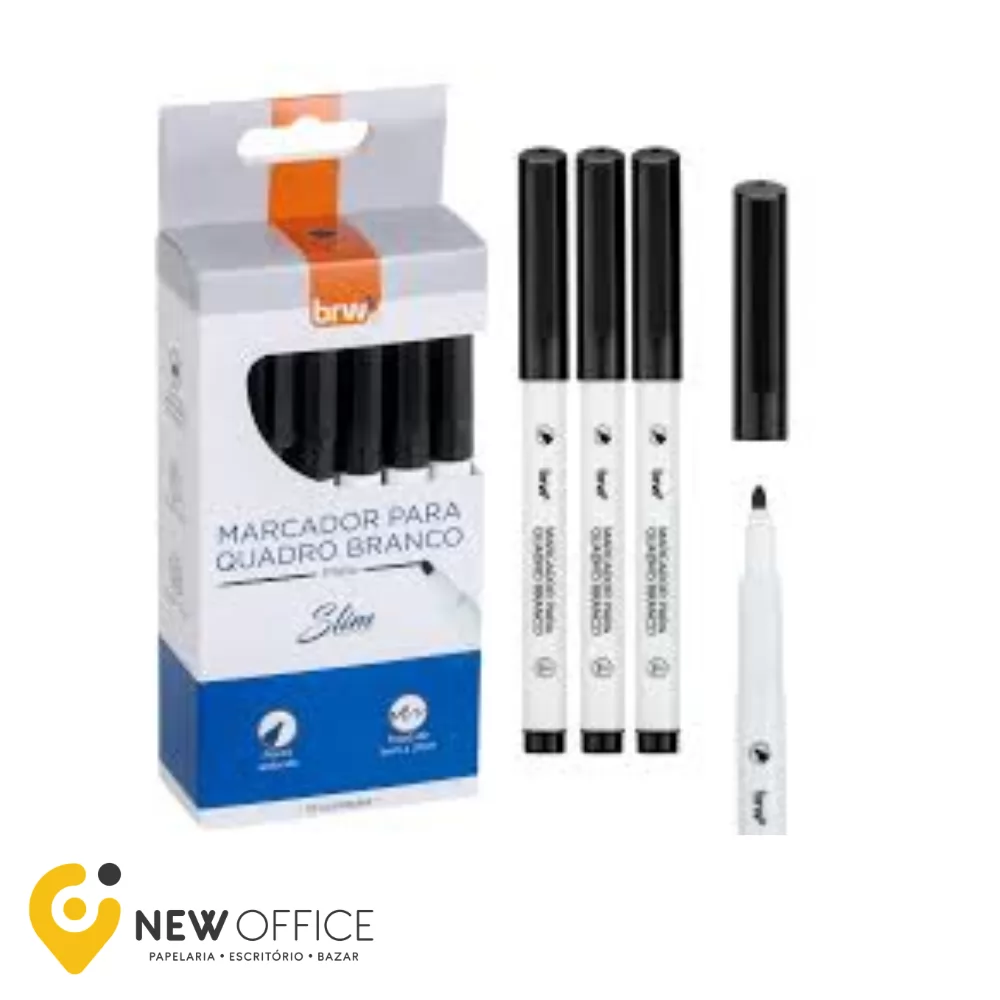 MARCADOR QUADRO BRANCO SLIM PRETO - BRW