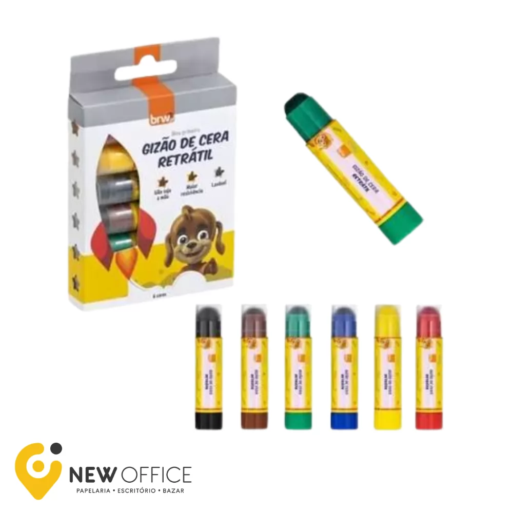 GIZ DE CERA GIZÃO RETRÁTIL 6 CORES- BRW