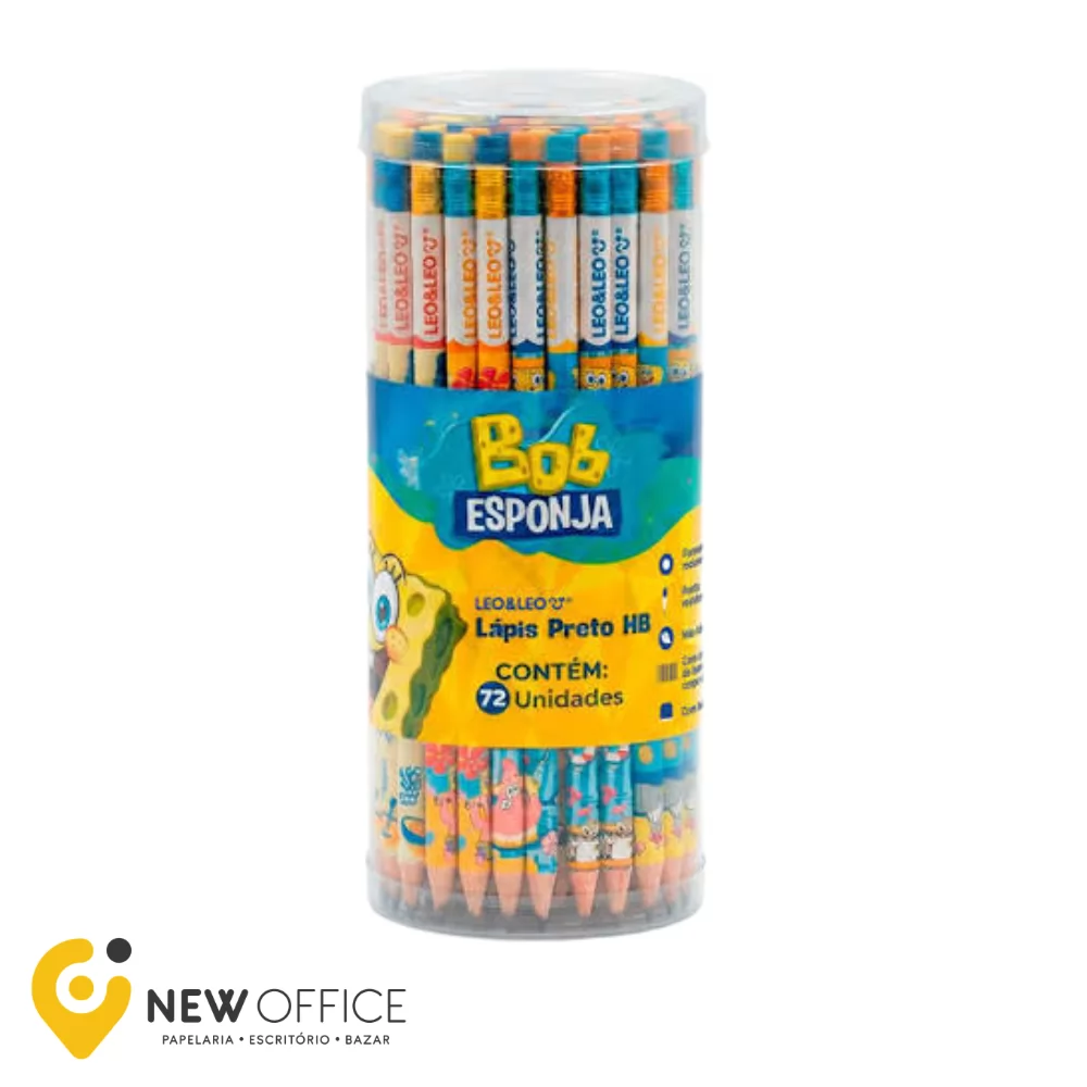 LAPIS HB PRETO BOB ESPONJA C/ BORRACHA- LEO&LEO