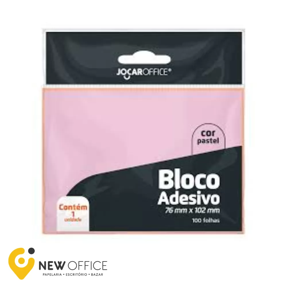BLOCO ADESIVO ROSA PASTEL 76MMX102MM - JOCAR OFFICE