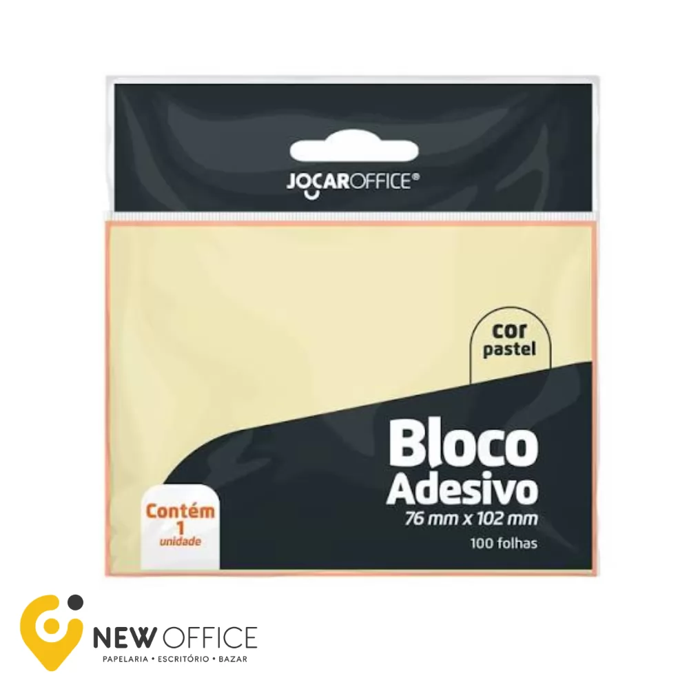 BLOCO ADESIVO AMARELO PASTEL 76MMX102MM - JOCAR OFFICE