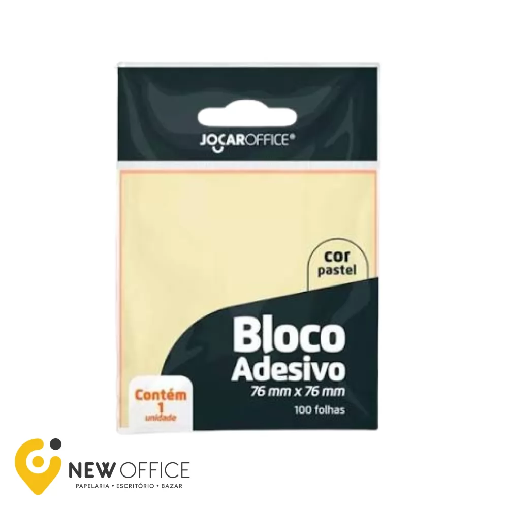 BLOCO ADESIVO AMARELO PASTEL 76MMX76MM - JOCAR OFFICE