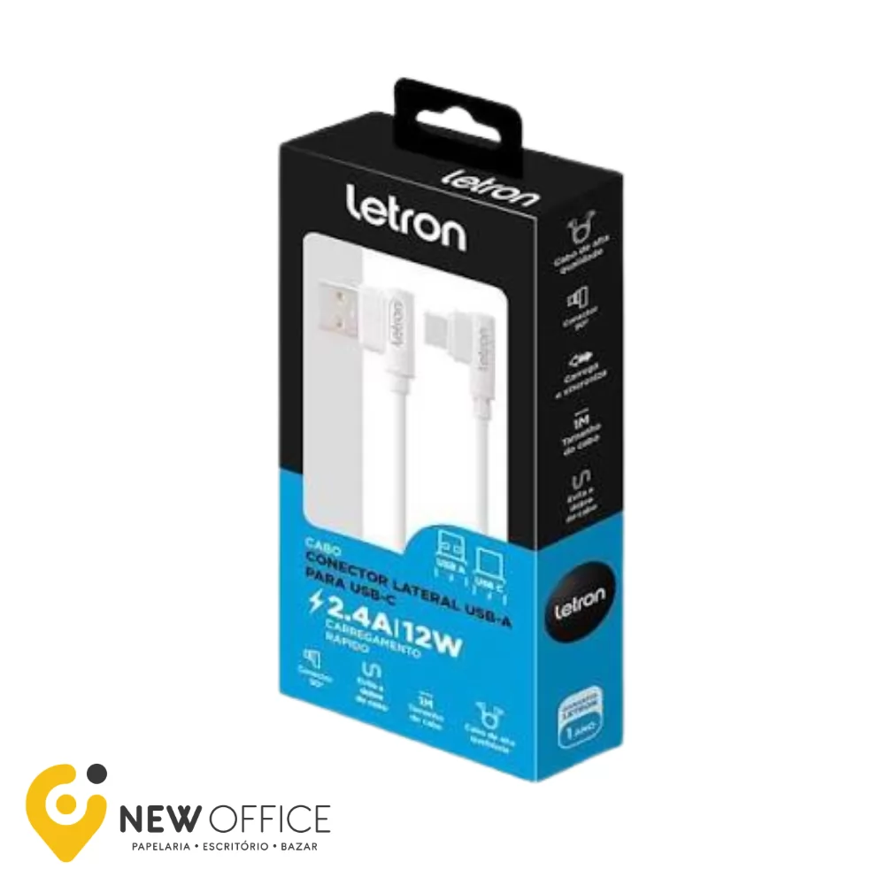 CABO LATERAL USB A TIPO C 12W 1M -LETRON