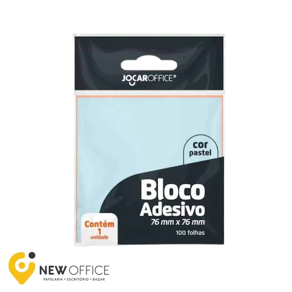 BLOCO ADESIVO AZUL PASTEL 76MMX76MM - JOCAR OFFICE