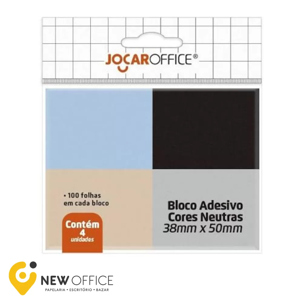 BLOCO ADESIVO 4 CORES NEUTRAS 38MMX50MM- JOCAR OFFICE
