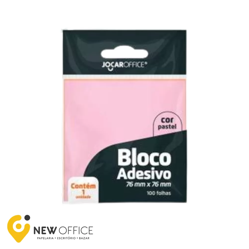 BLOCO ADESIVO ROSA PASTEL 76MMX76MM - JOCAR OFFICE
