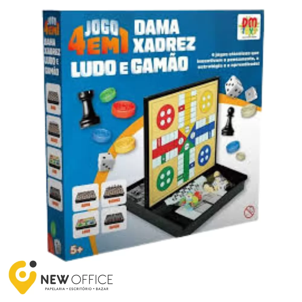 JOGO 4 EM 1 DAMA-XADREZ-LUDO-GAMÃO - DM TOYS