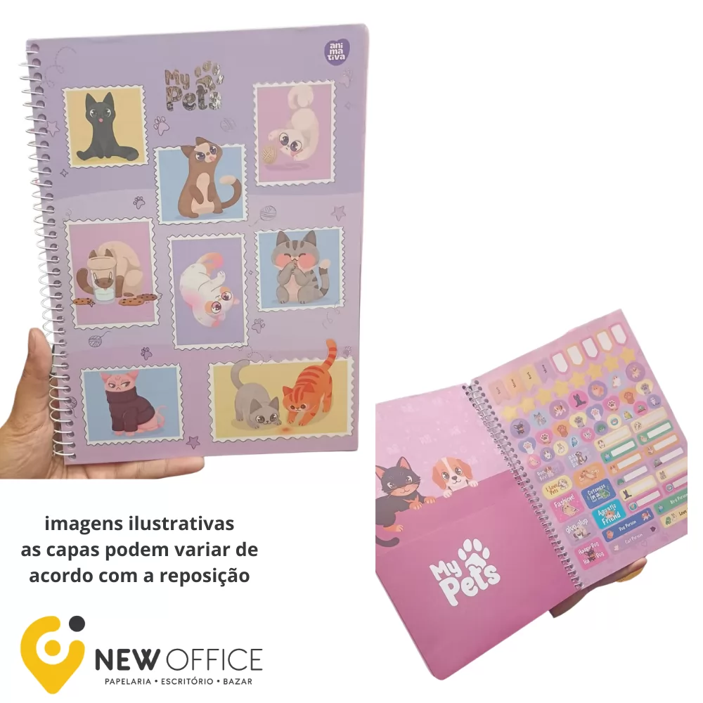 CADERNO UNIVERSITARIO 80FLS MY PETS- ANIMATIVA