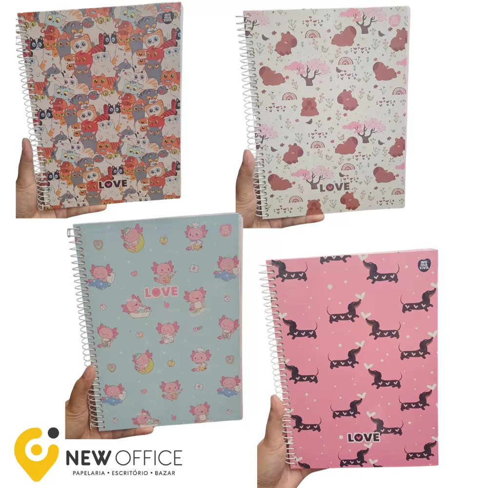 CADERNO UNIVERSITÁRIO LOVE 1M 80FLS- ANIMATIVA
