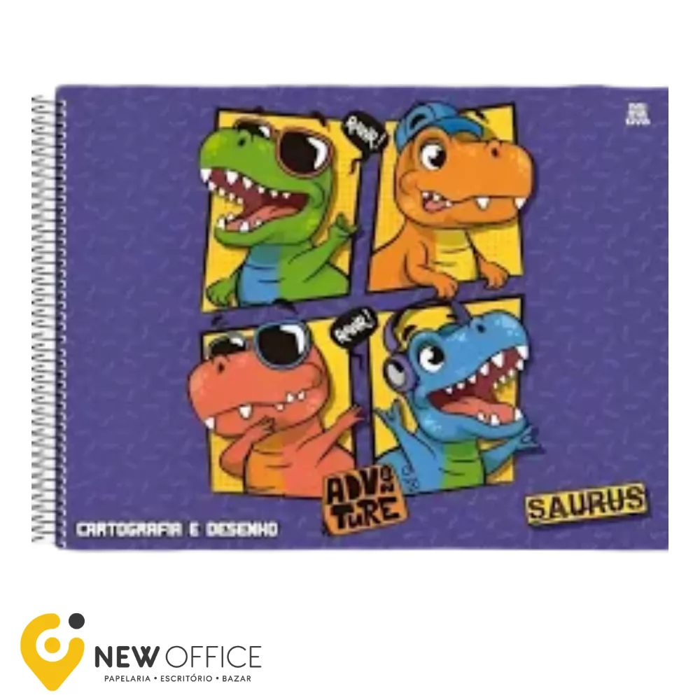 CADERNO CARTOGRAFIA DESENHO SAURUS  1/1 60FLS -ANIMATIVA