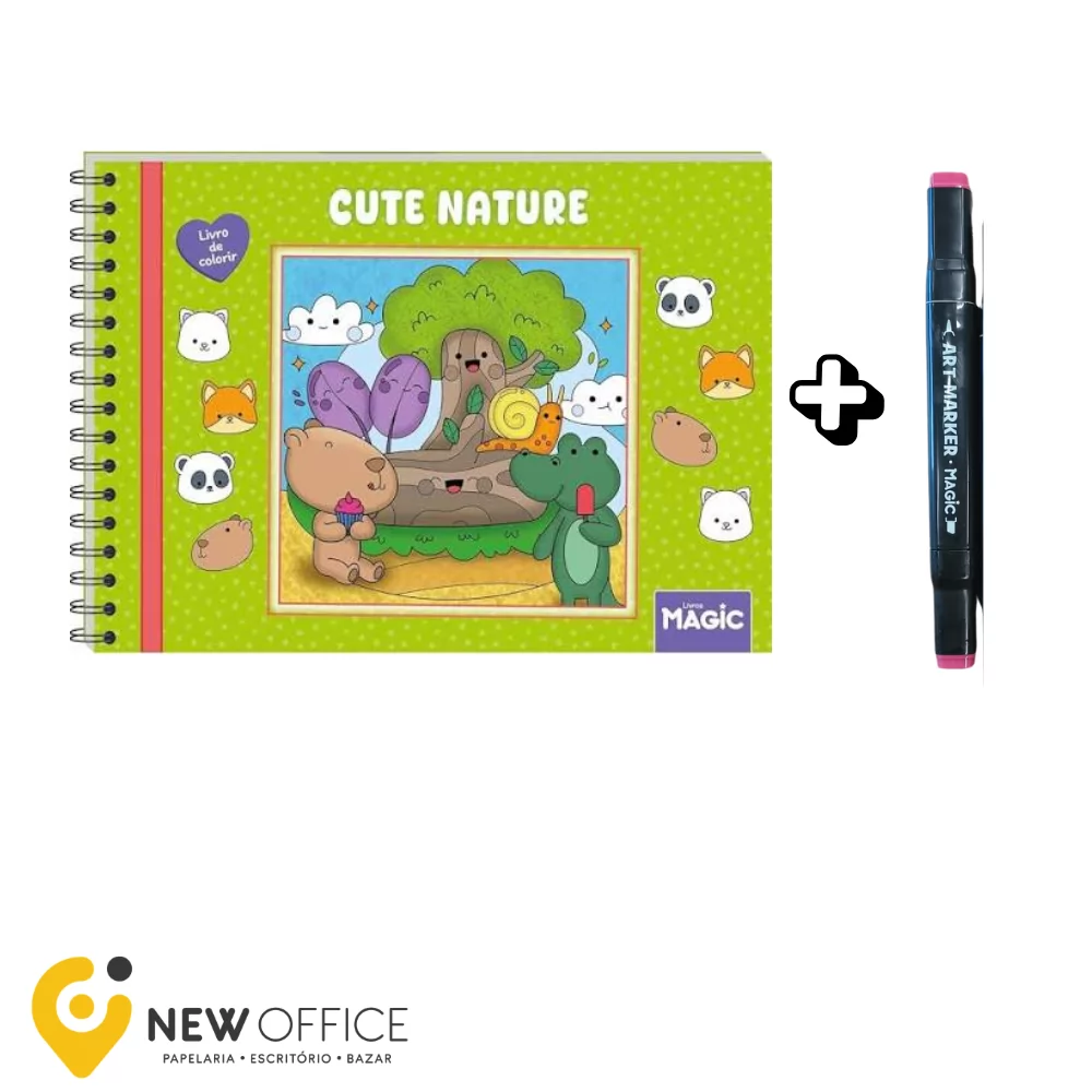LIVRO COLORIR CUTE NATURE C/ MARCADOR PONTA DUPLA- MAGIC