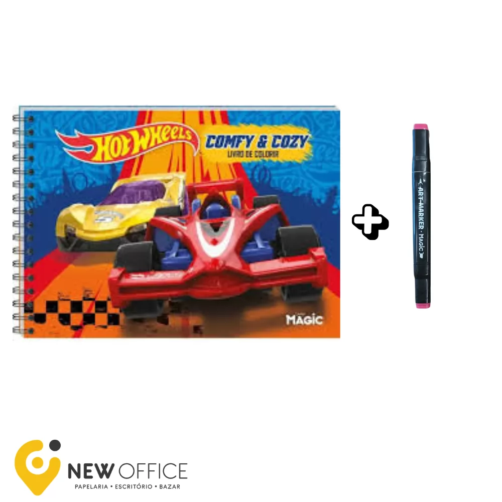 LIVRO COLORIR HOT WHEELS C/ MARCADOR PONTA DUPLA- MAGIC