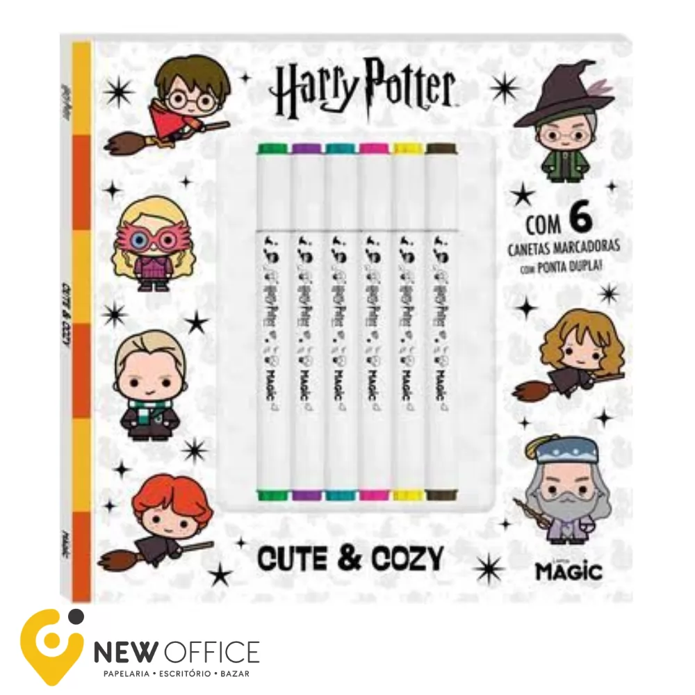LIVRO COLORIR C/6 MARCADORES PONTA DUPLA HARRY POTTER-  MAGIC