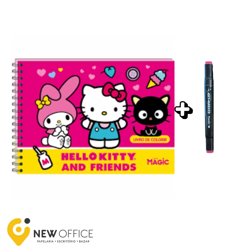 LIVRO COLORIR HELLO KITTY C/ MARCADOR PONTA DUPLA- MAGIC