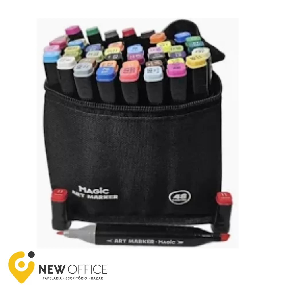 KIT CANETINHAS 48 CORES PONTA DUPLA ART MAKER - MAGIC