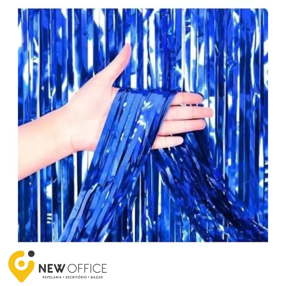 CORTINA PLASTICA METALIZADA AZUL 200X100CM- CURIFEST