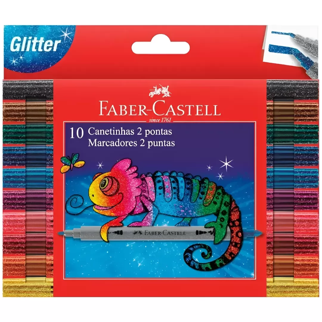 CONJ. 10 CANETINHAS GLITTER 2 PONTAS - FABER-CASTELL