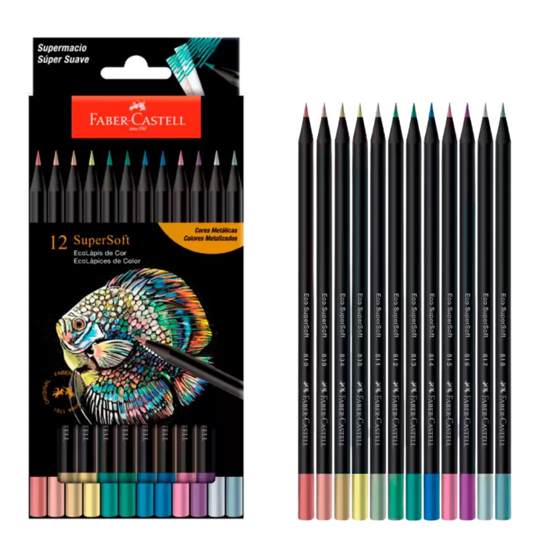 LÁPIS DE COR SUPERSOFT METALICA C/12 CORES - FABER-CASTELL