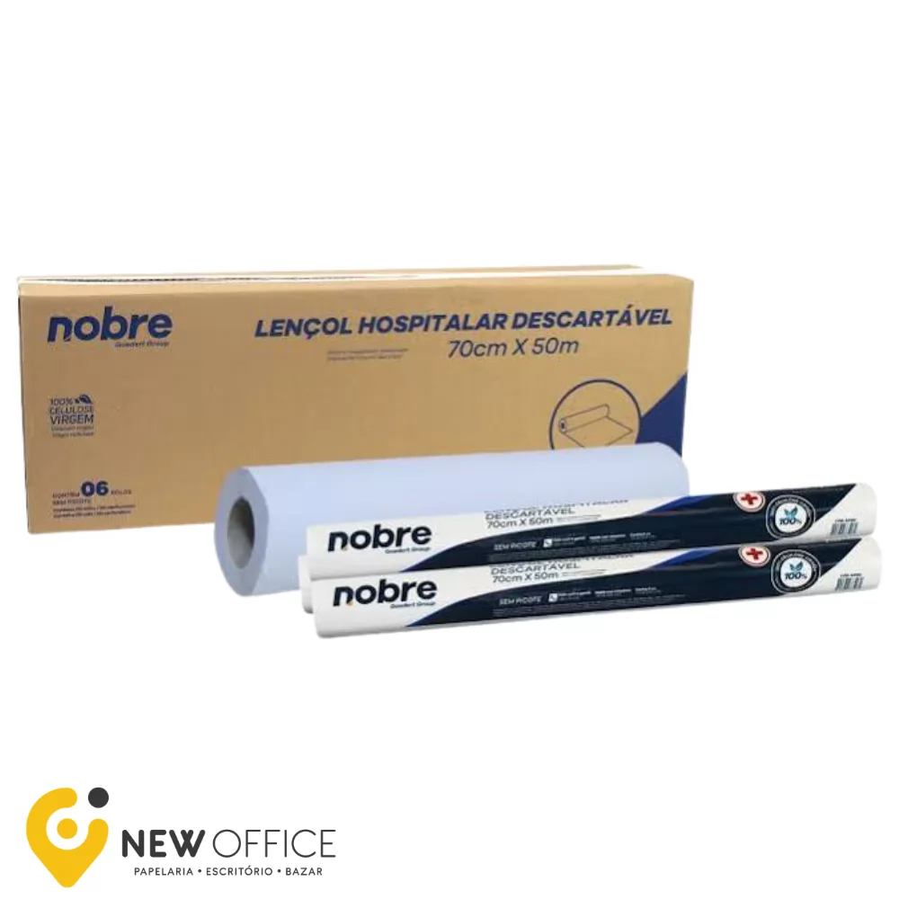 LENÇOL HOSP. DESCARTÁVEL 0,70X50M. (CELULOSE VIRGEM) S/ PICOTE - NOBRE