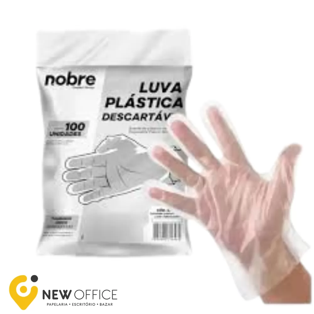 LUVA PLÁSTICA DESCARTÁVEL HDPE (TAMANHO UNICO) PCT C/100 - NOBRE